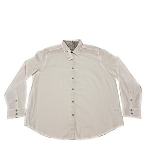 Robert Graham Shirt Button Up Long Sleeve Bayview Embossed White Classic Fit 3XL